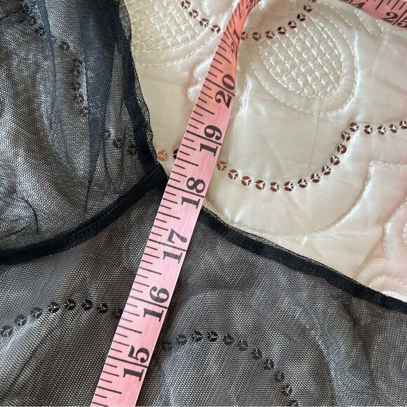 Embroidered Black Mesh Top Long Bell Sleeves - Picture 7 of 8